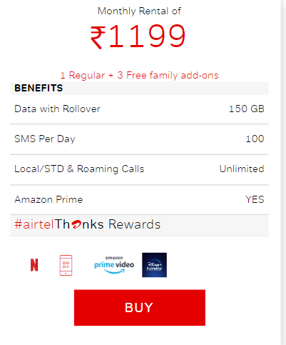Airtel Rs 1199 postpaid plan