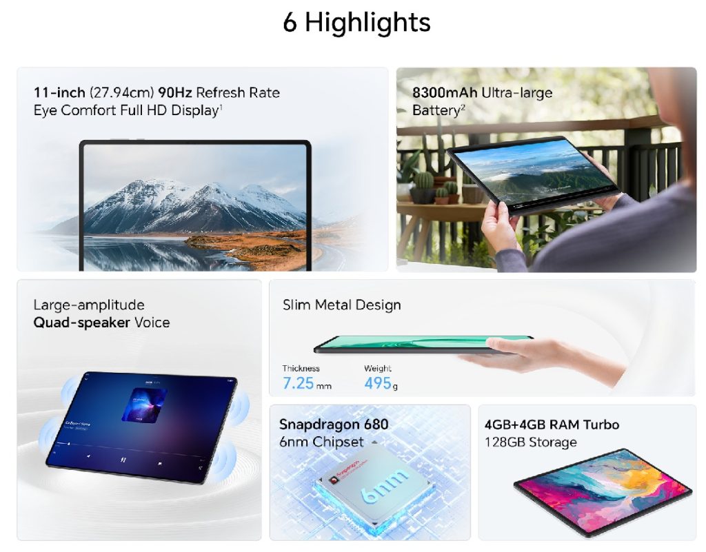 HONOR Pad X8a स्पेसिफिकेशन्स 