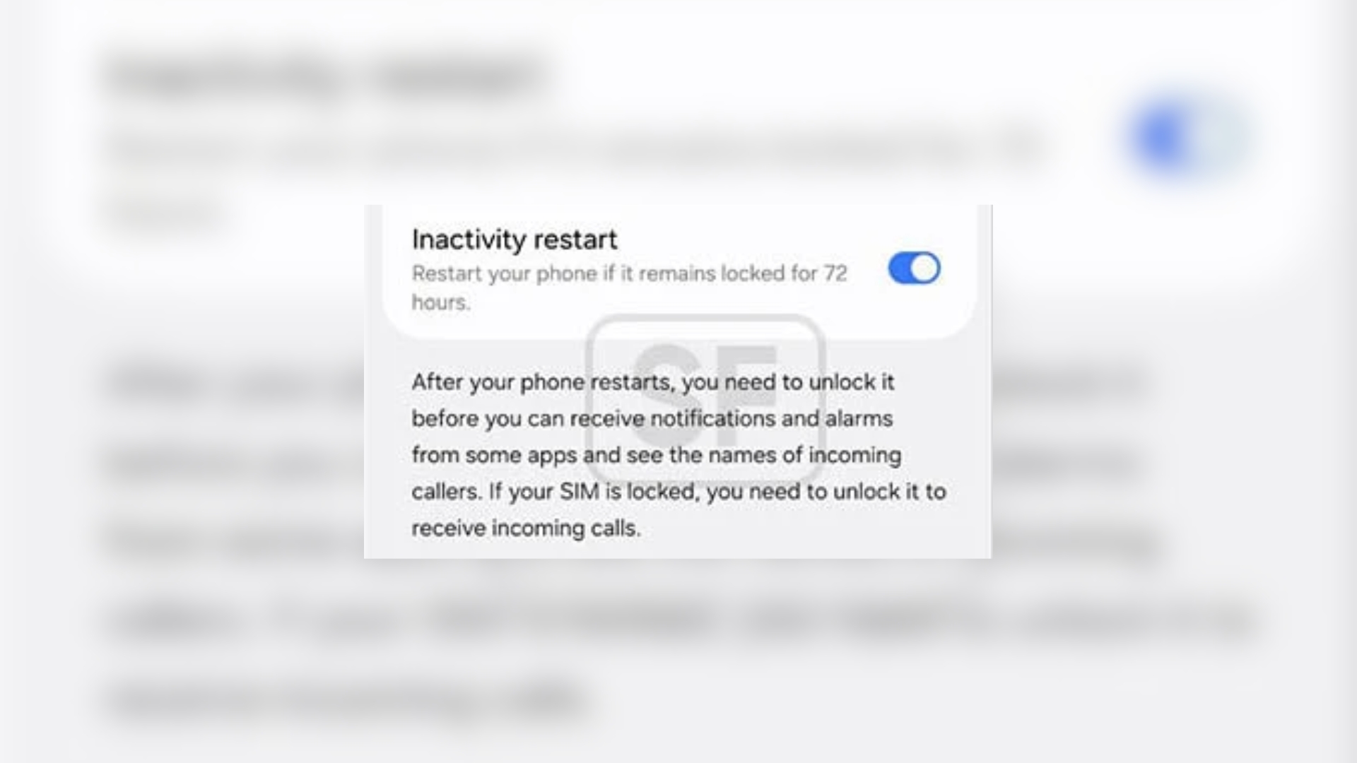 Samsung Inactivity Restart