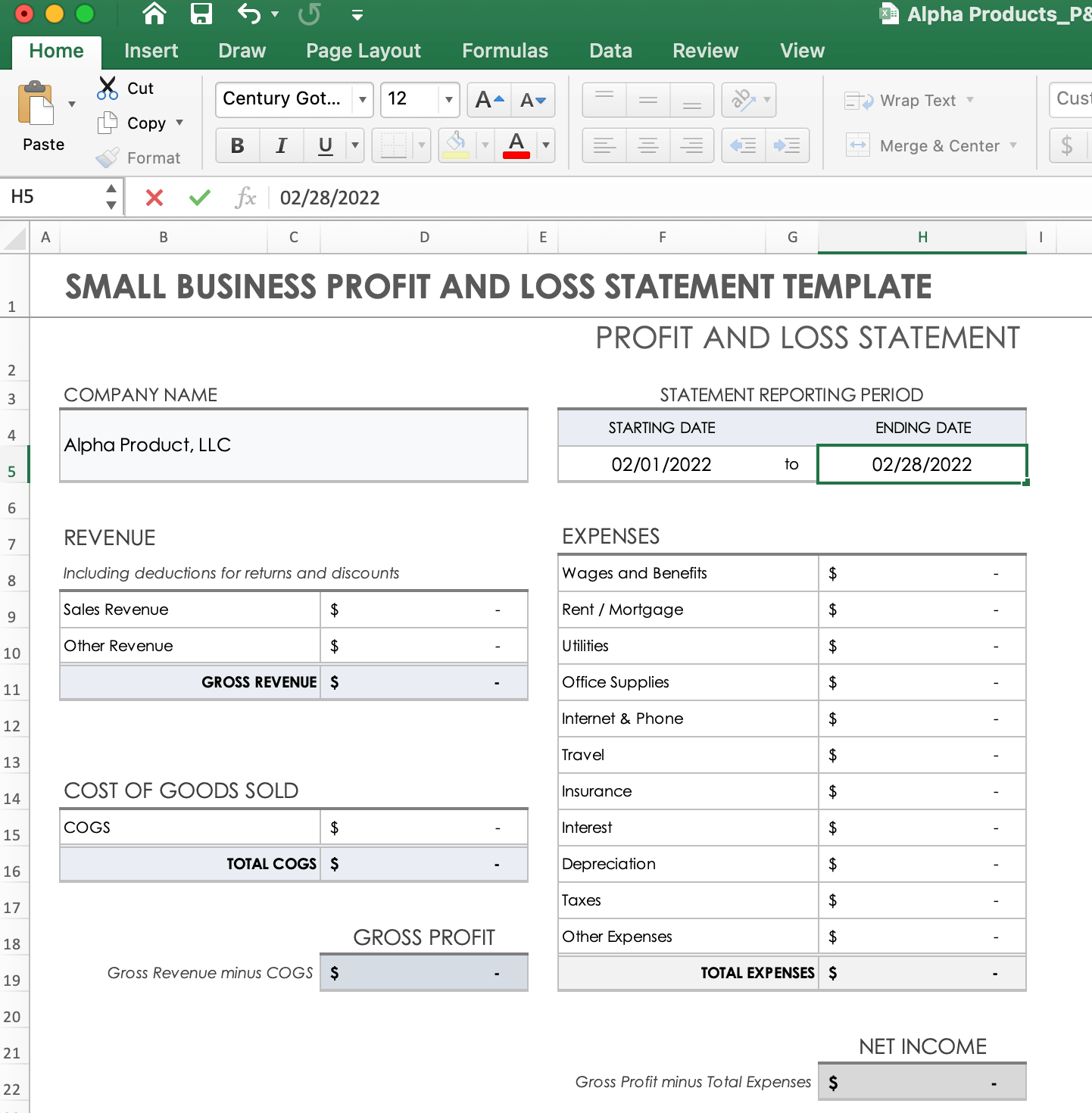 Blank Personal Financial Statement Form