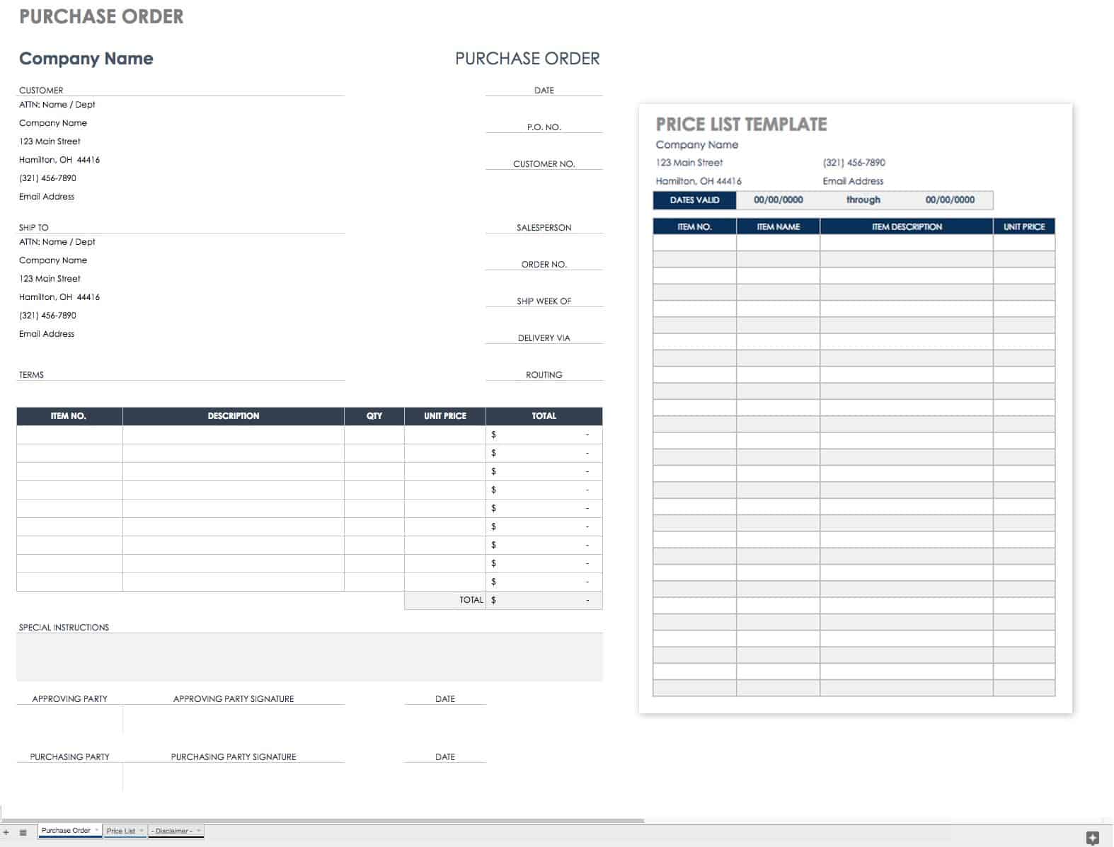 Company Purchase Order Template