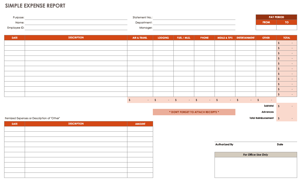 Excel Expense Report Template Free Download