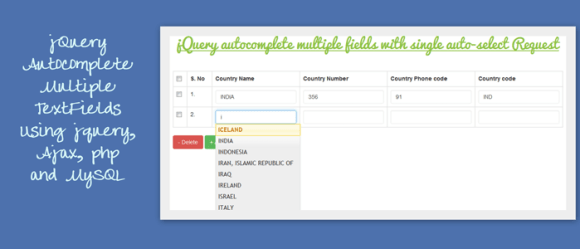 jQuery Autocomplete Mutiple Fields Using jQuery, Ajax, PHP and MySQL