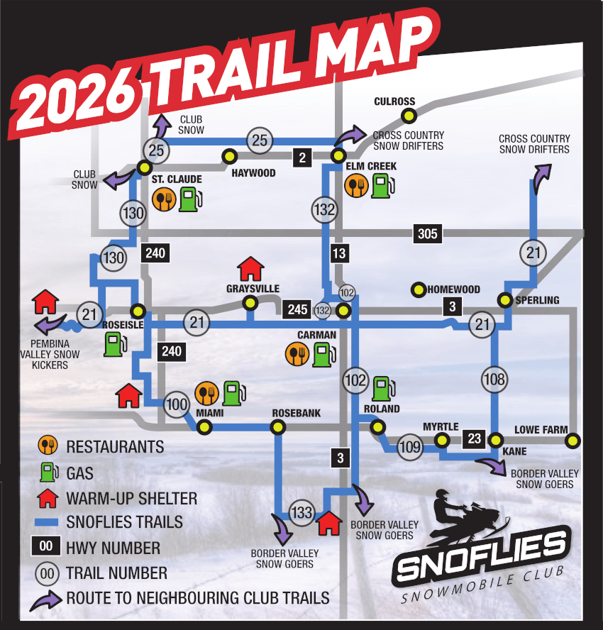 2026 Trail Map Snoflies Snowmobile Club 