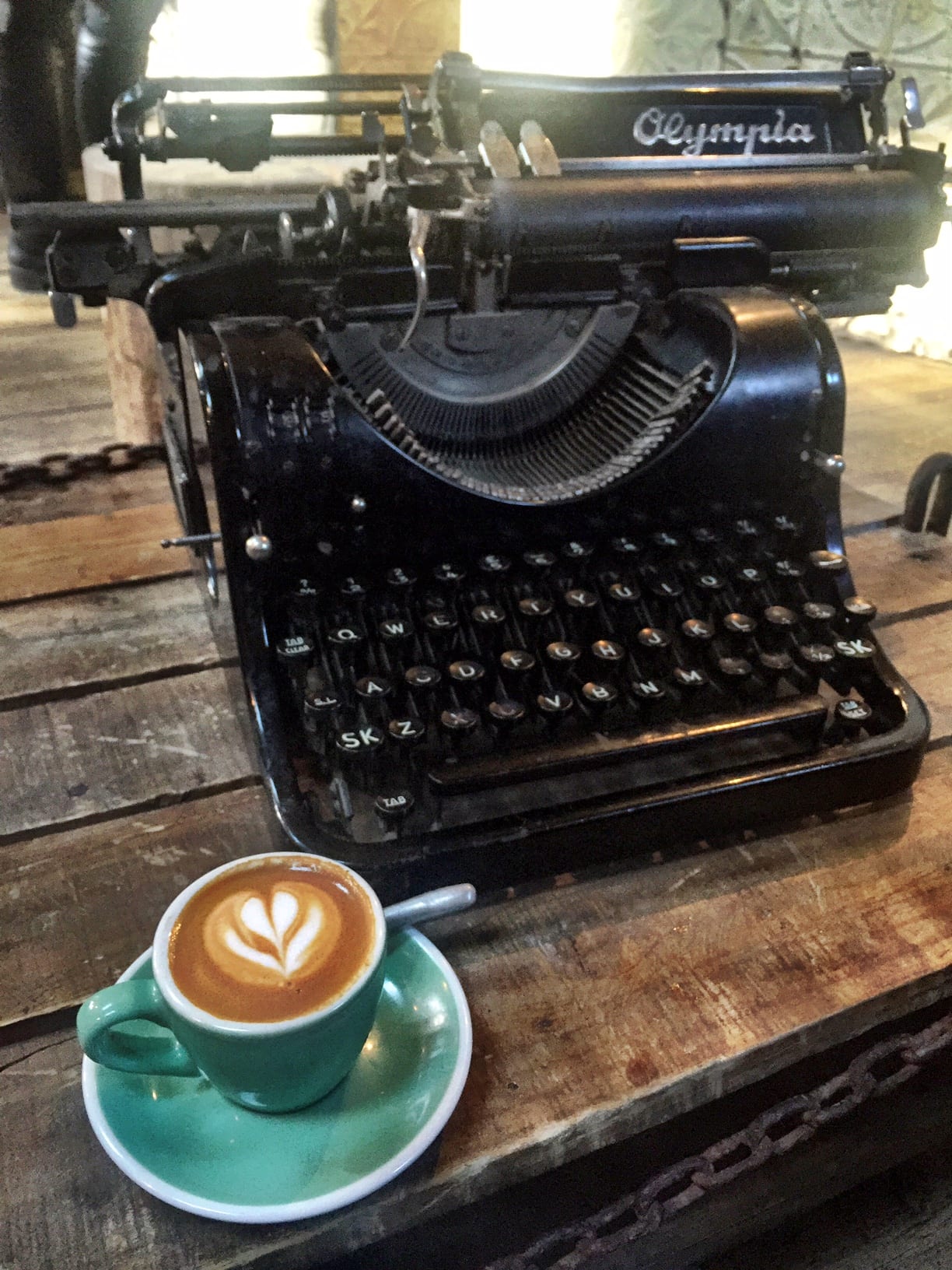 Kiwi Laptop and coffee at Chop Shop