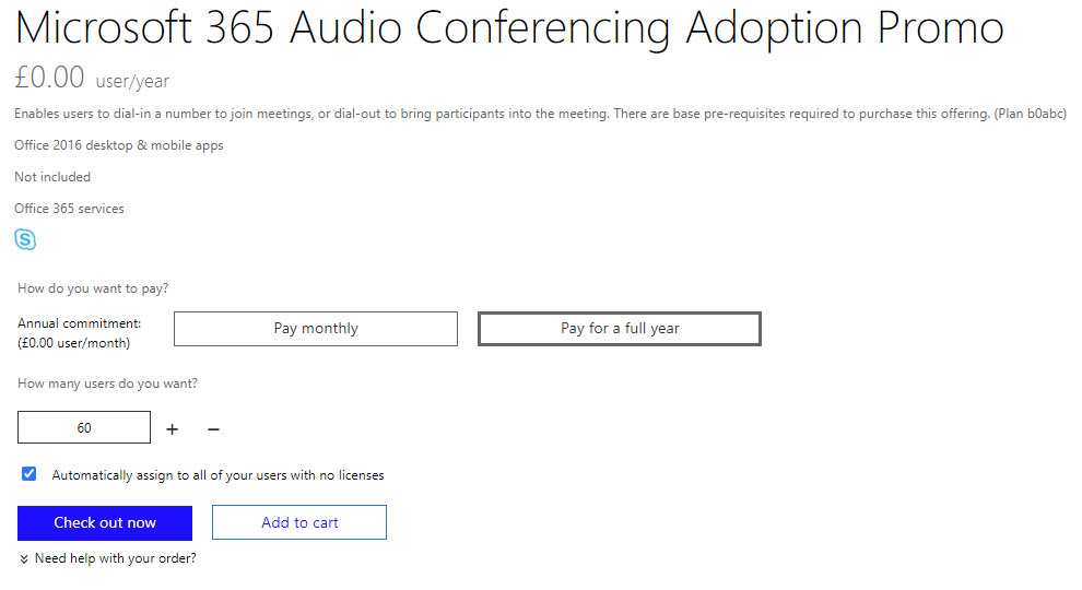 FREE M365 Audio Conferencing License How to claim and configure