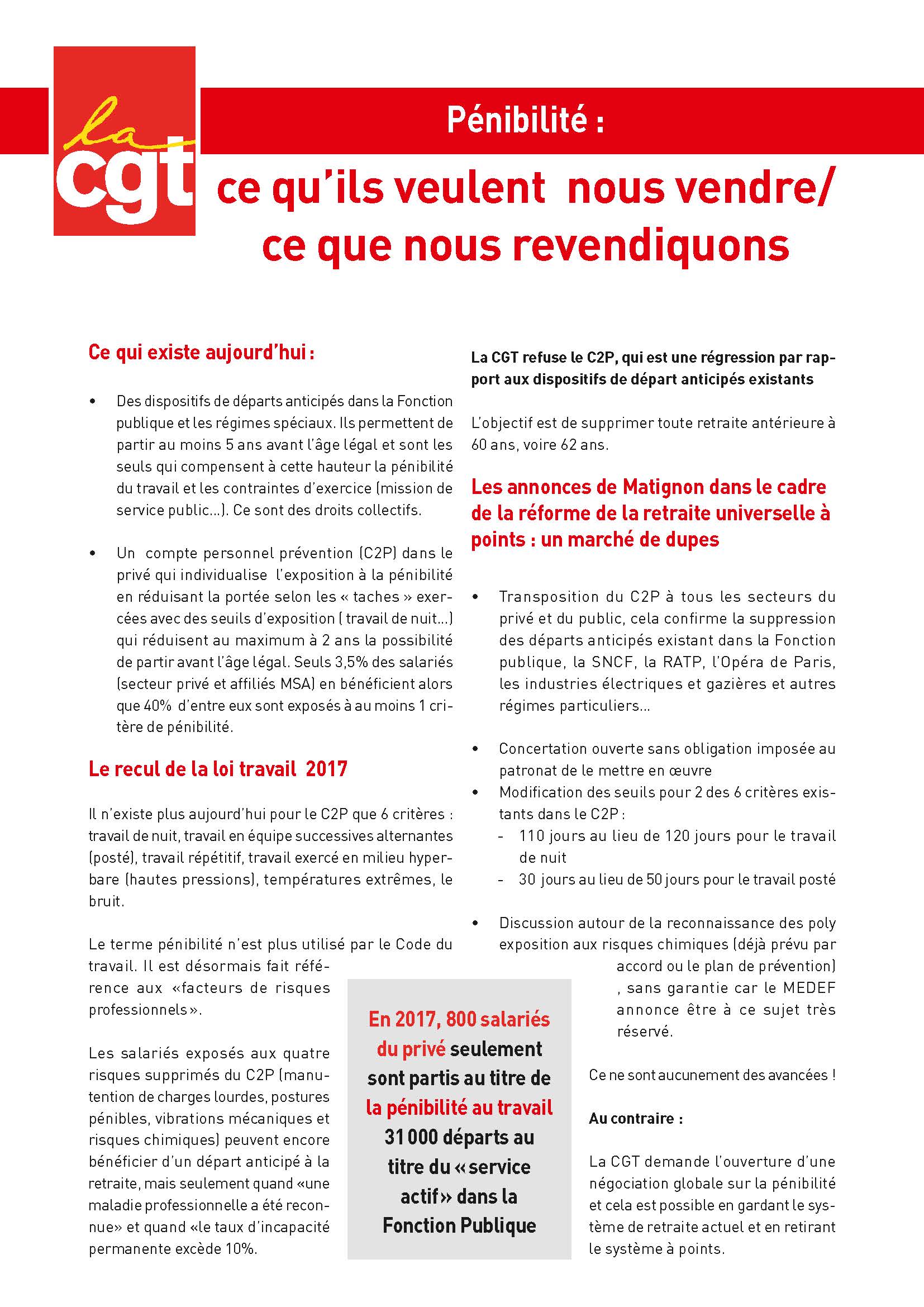 Pénibilité : Ce qu’ils veulent nous vendre / ce que nous revendiquons