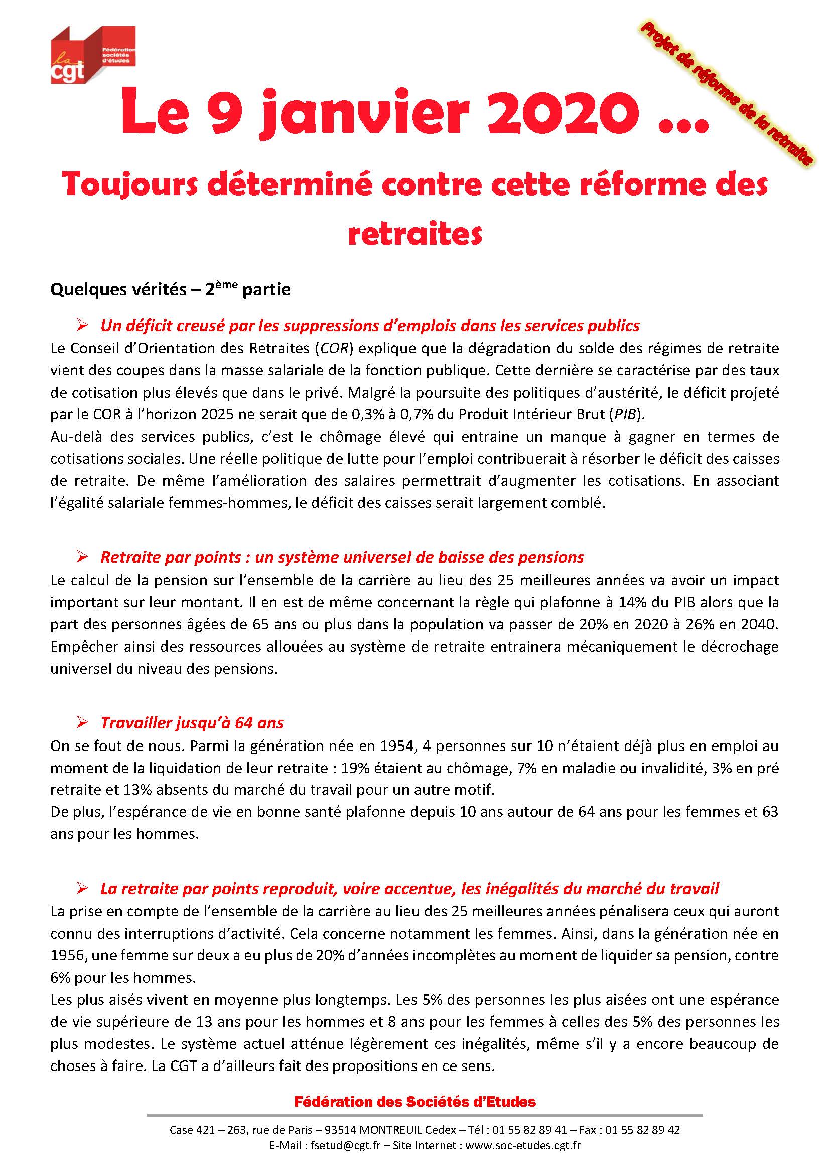 Le 9 janvier 2020 … Toujours déterminé contre cette réforme des retraites