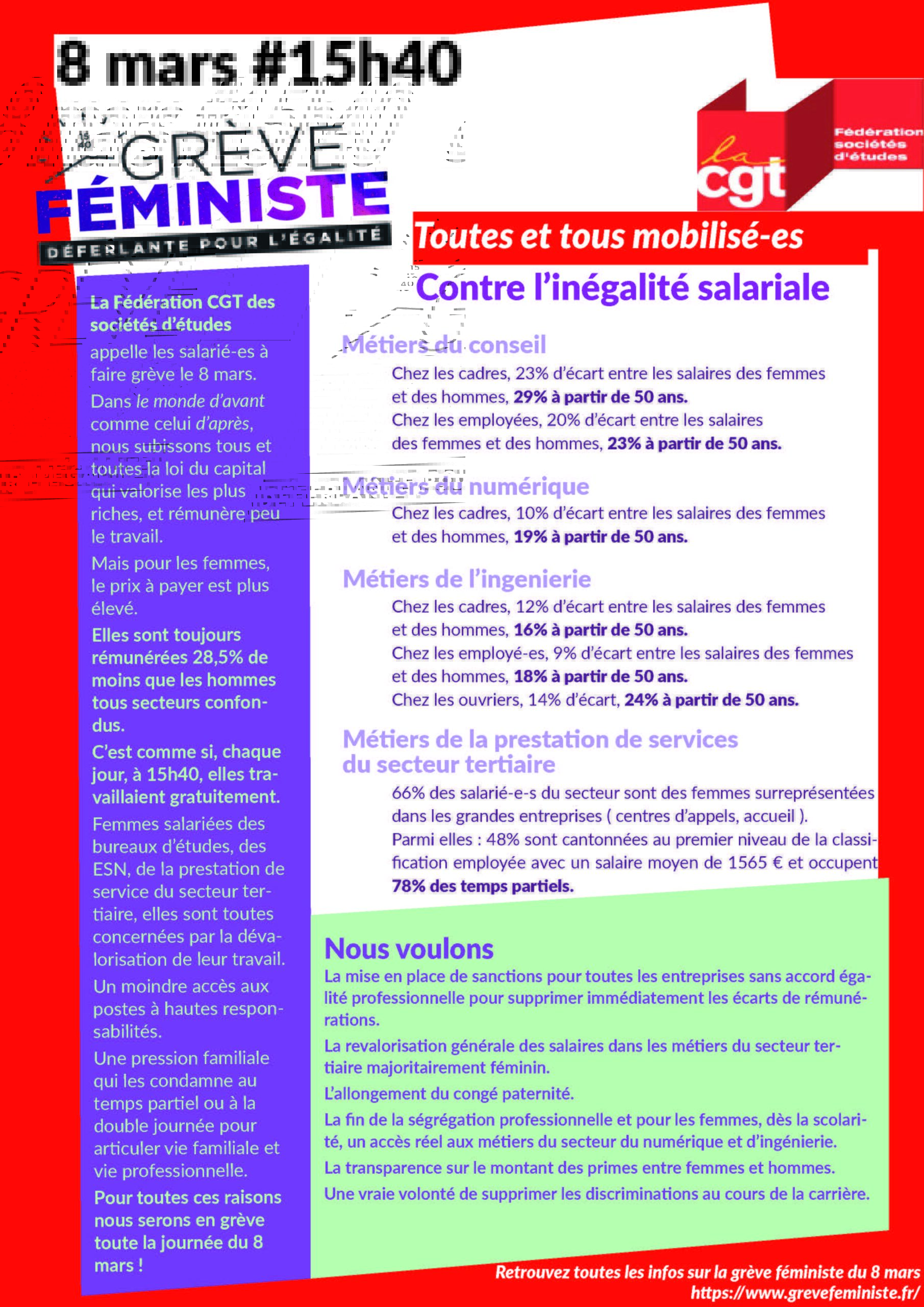 Toutes et tous mobilisé-es contre l’inégalité salariale
