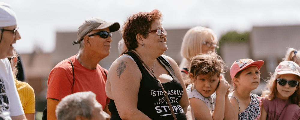 Audience members at SO Festival smiling