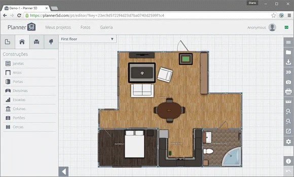 Para te ajudar na hora de construir elaborei esta planta de uma casa b. FaÃ§a o projeto da sua casa com o Planner 5D