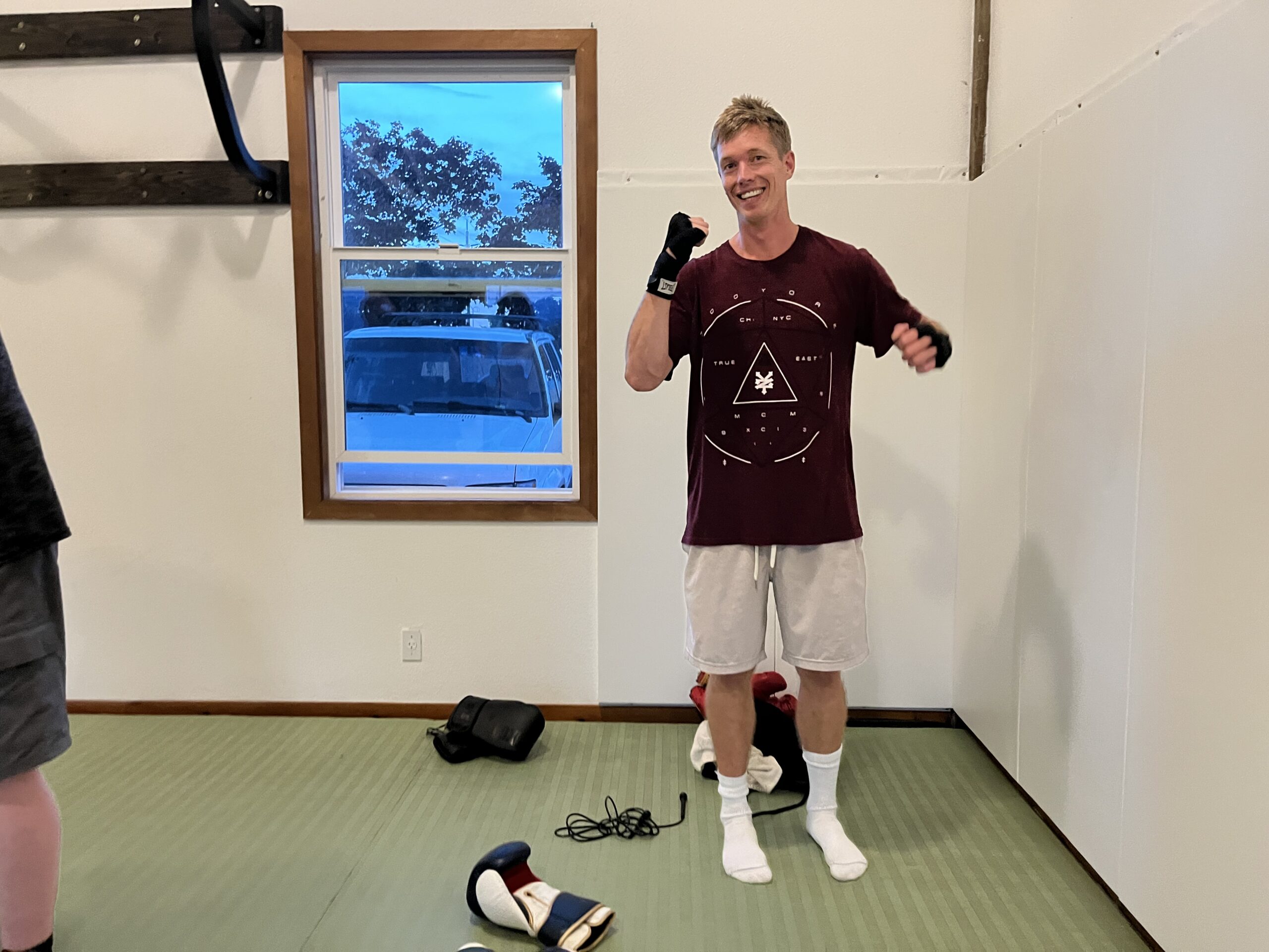 spencer ready for boxing class