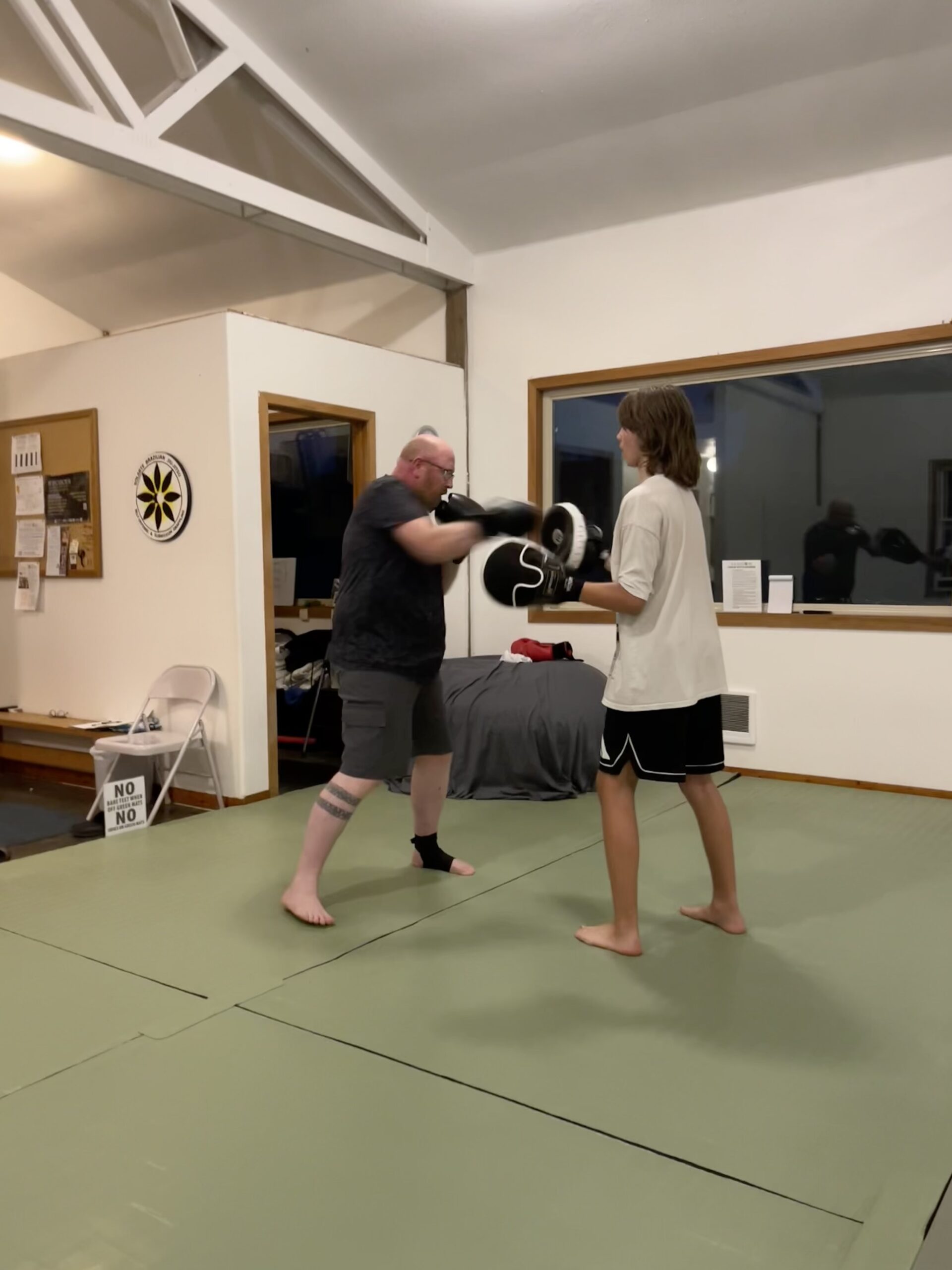 family boxing together
