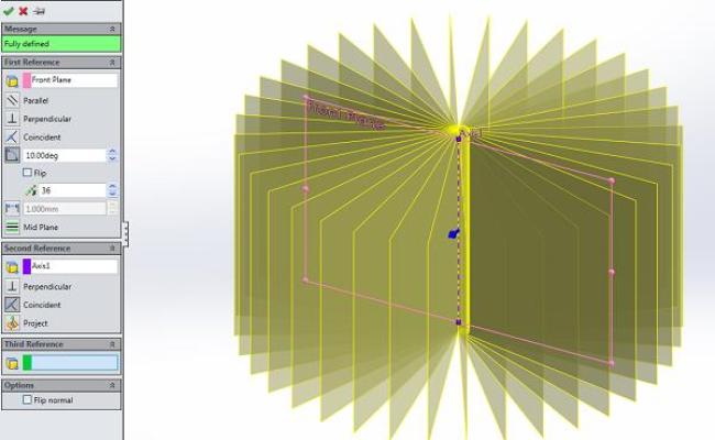 Creating Multiple Angular Planes As Reference Geometry In SOLIDWORKS