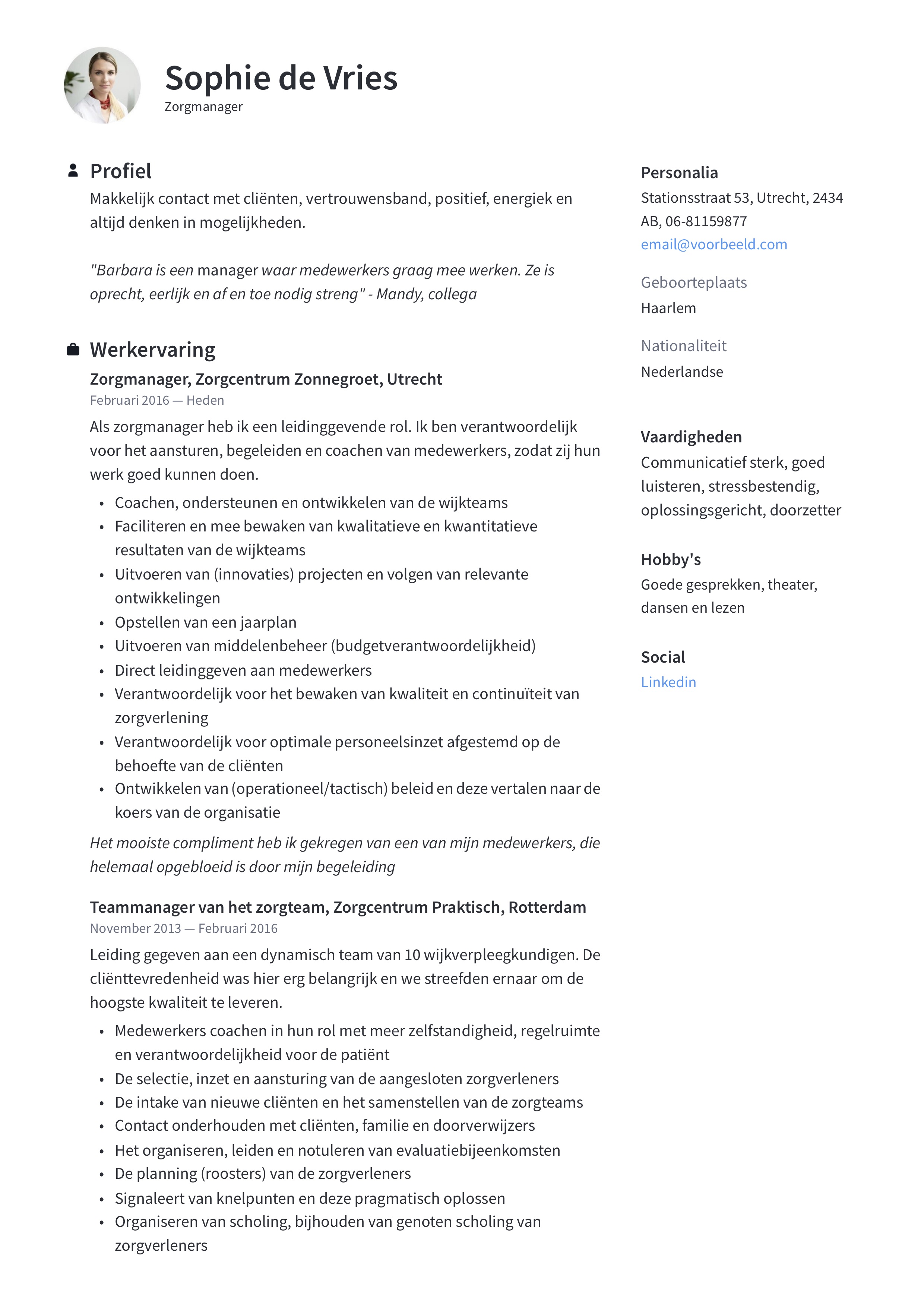 Motivatiebrief zorg voorbeeld