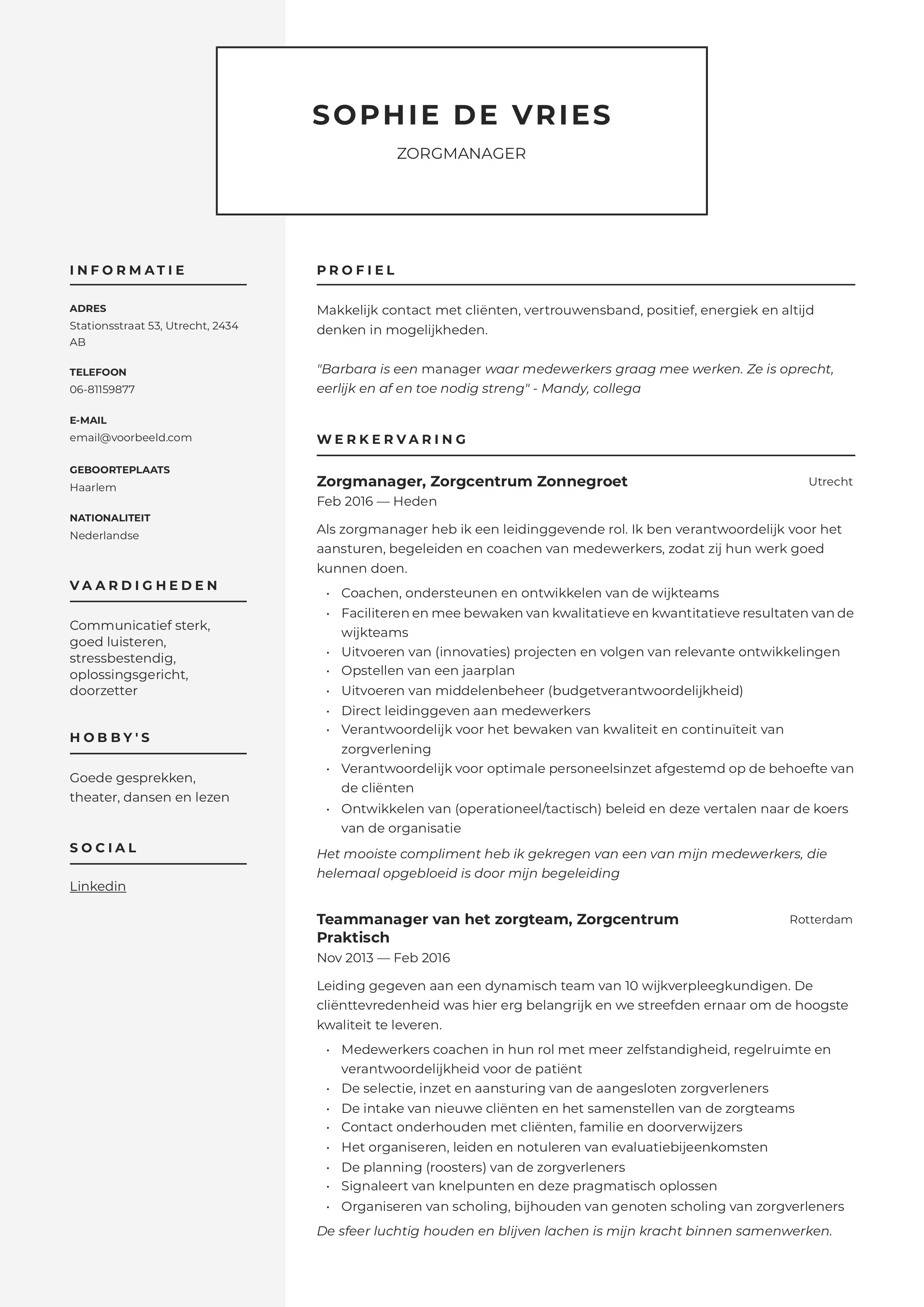 28+ motivatiebrief teamleider zorg voorbeeld