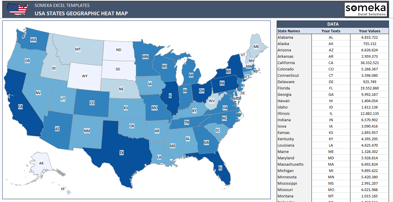 Excel 2024 Geo Mapping Excel Tutorial How To Create A Map Chart In USA Geographic Heat Map Generator Excel Template Someka SS2 