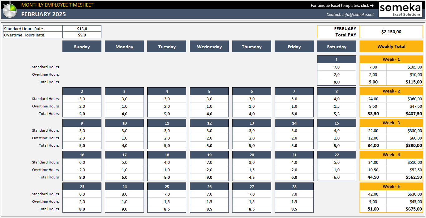 Timecard Template Excel 2019