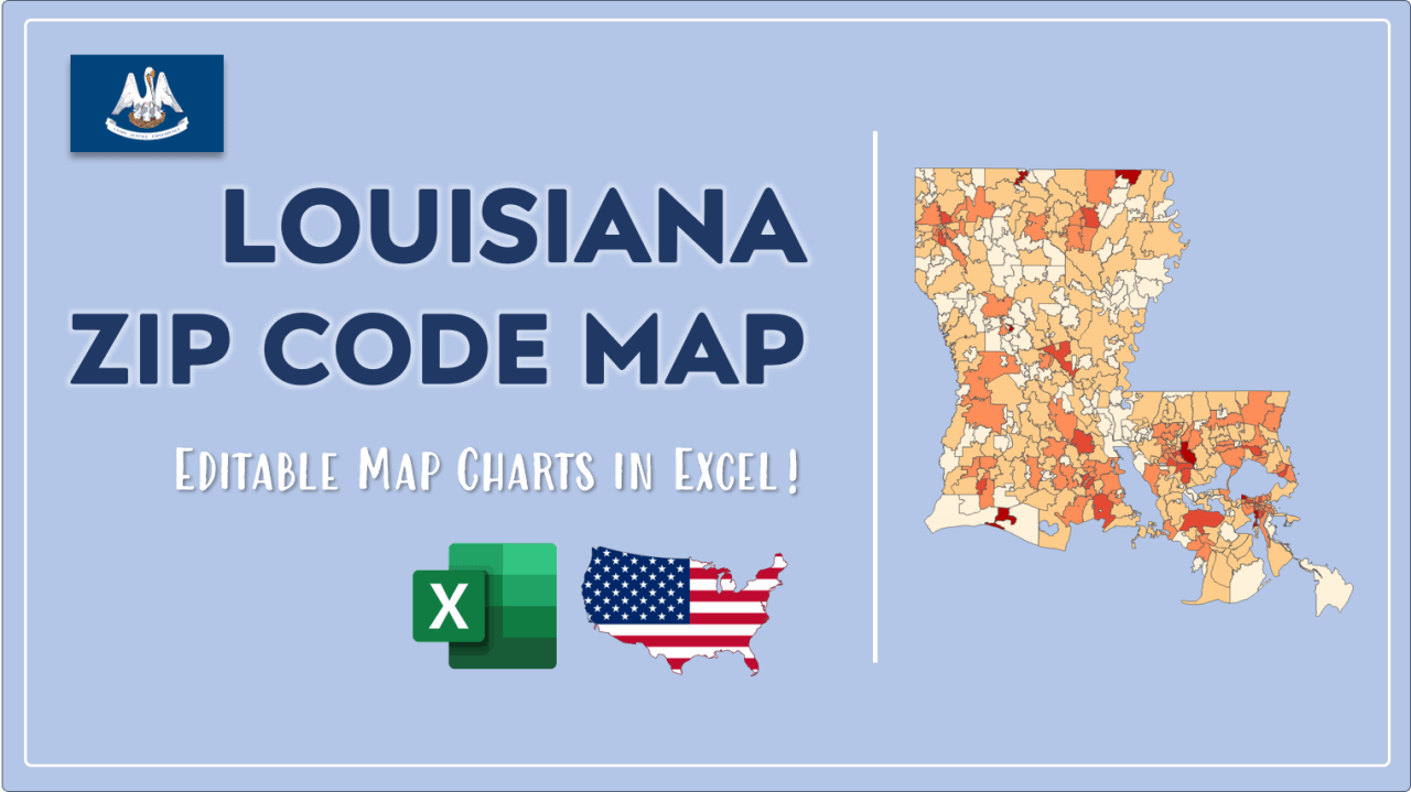 Louisiana Zip Code Map And Population List In Excel Louisiana Youtube Zip Code 
