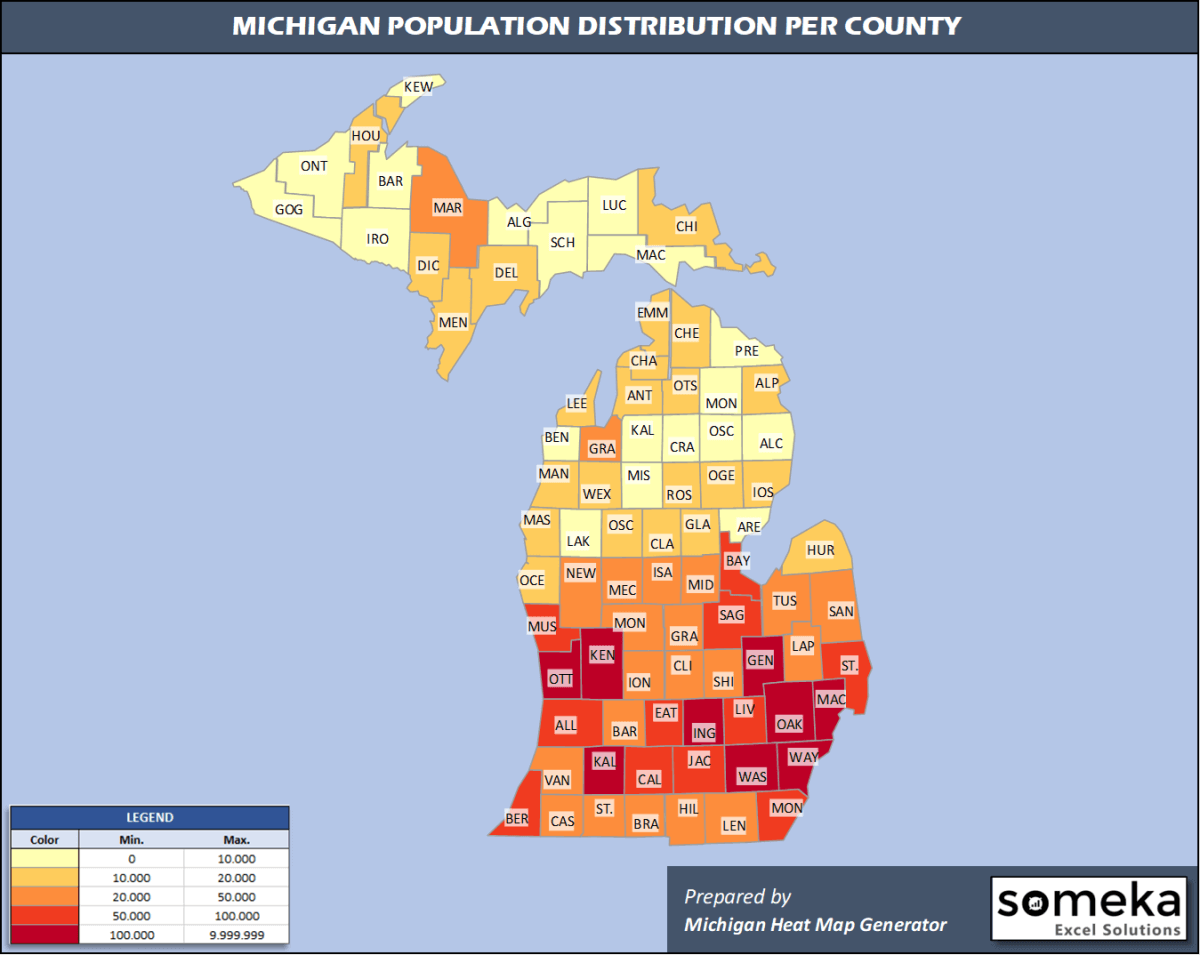 Michigan Counties Population Map County.