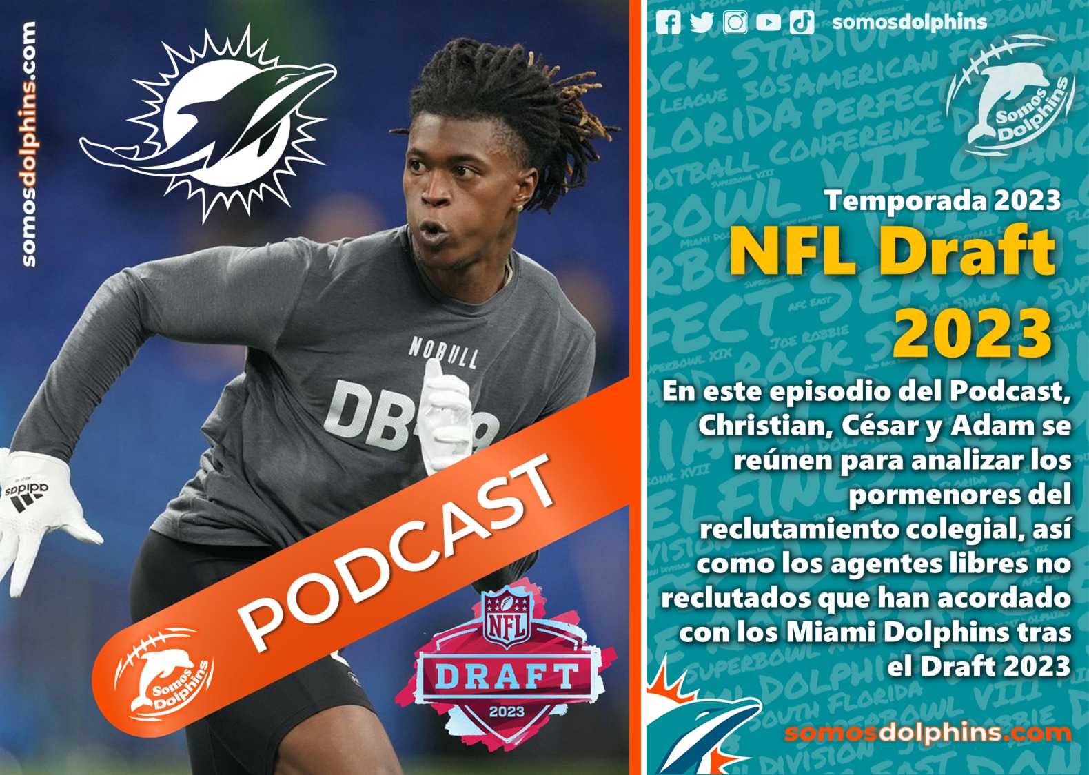 NFL Draft, Miami Dolphins, Cam Smith de South Carolina, Devon Achane de Texas A&M, Elijah Higgings de Stanford University and Ryan Hayes de Michigan University.