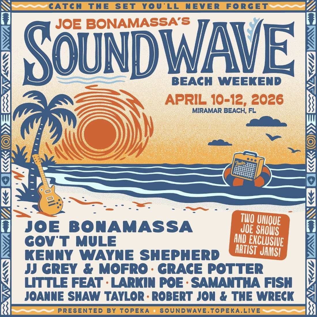 JOE BONAMASSA and TOPEKA Announce Sound Wave Beach Weekend