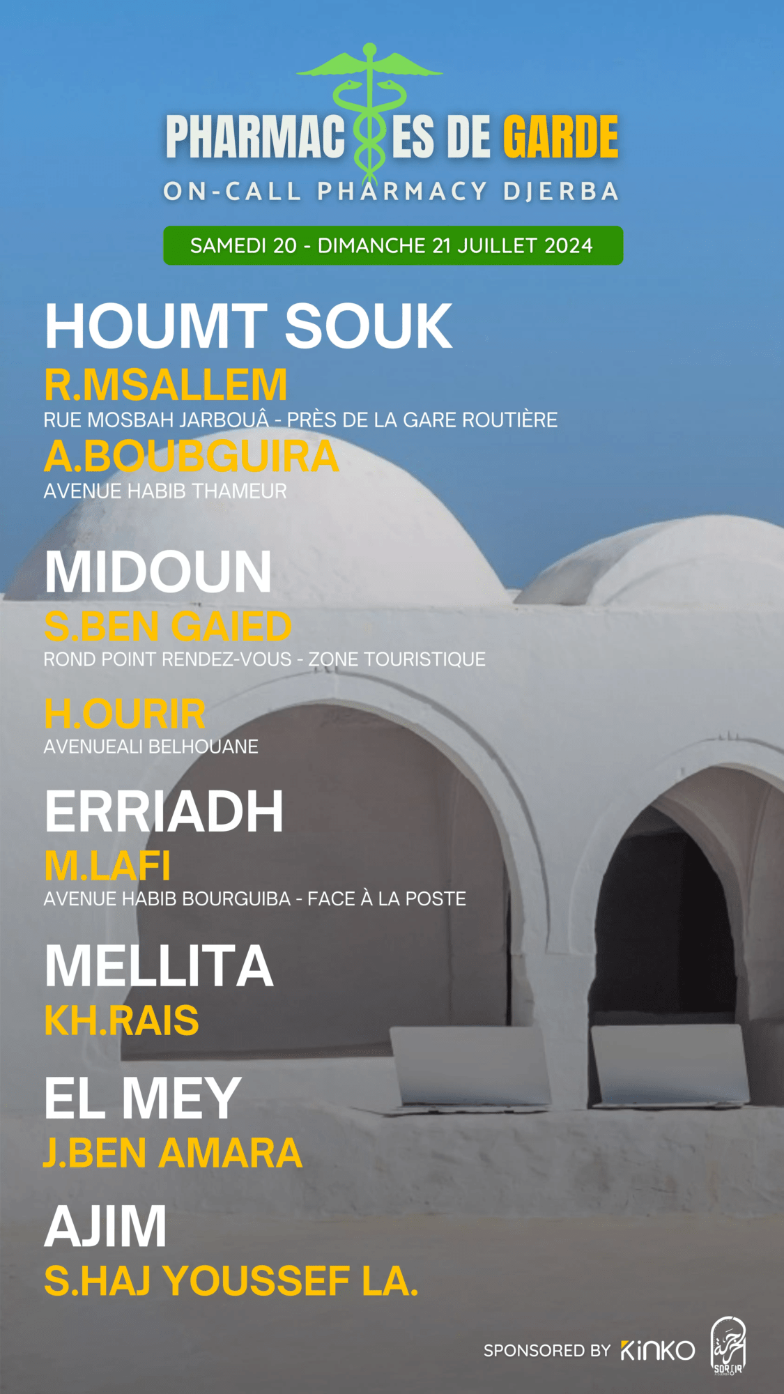pharmacies de garde djerba