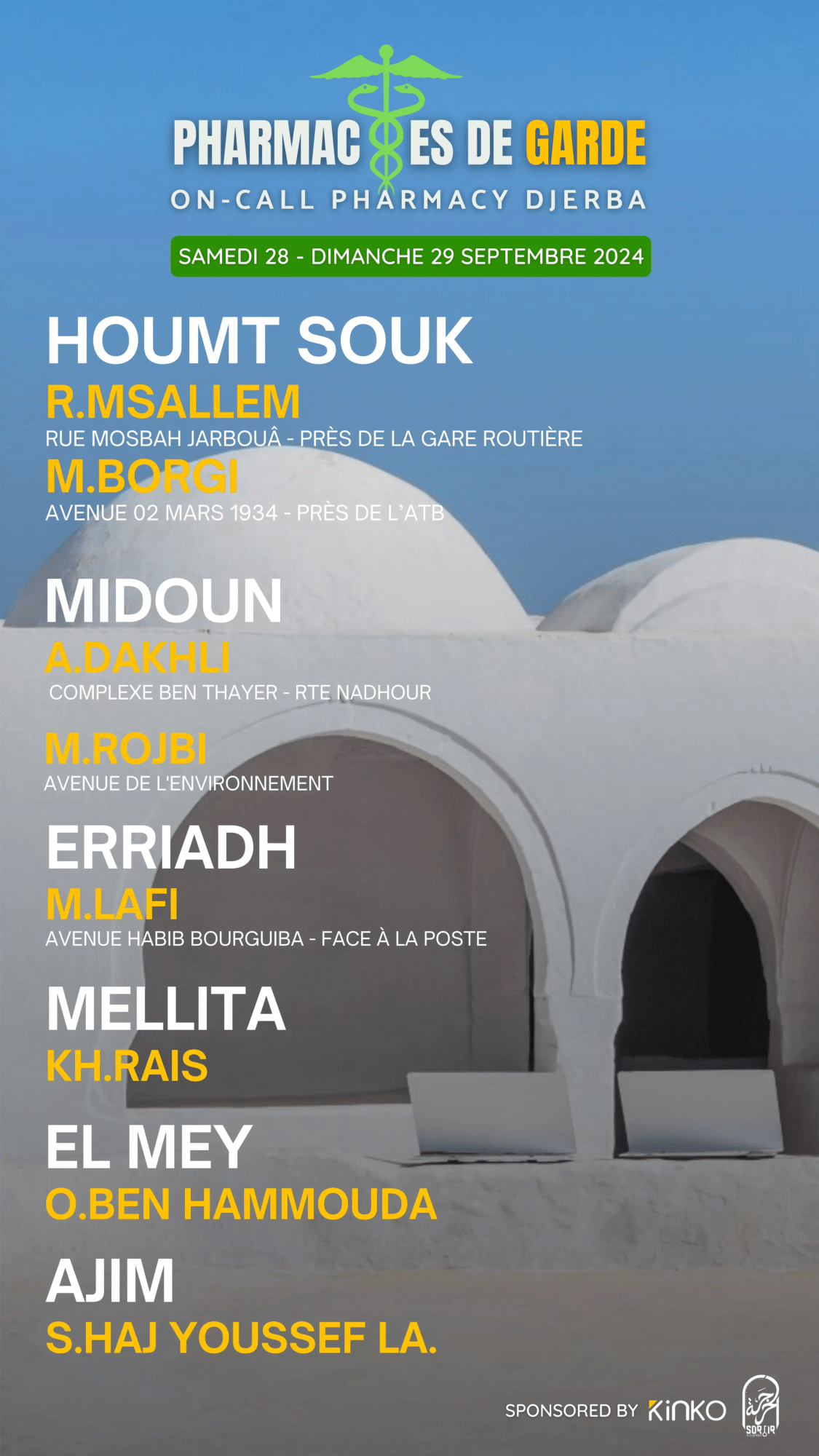 pharmacies de garde djerba