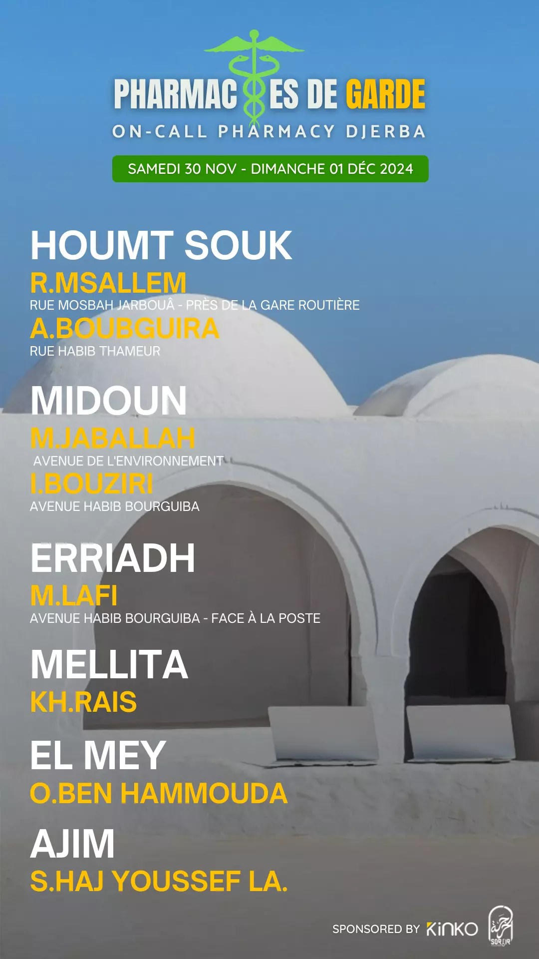pharmacies de garde djerba