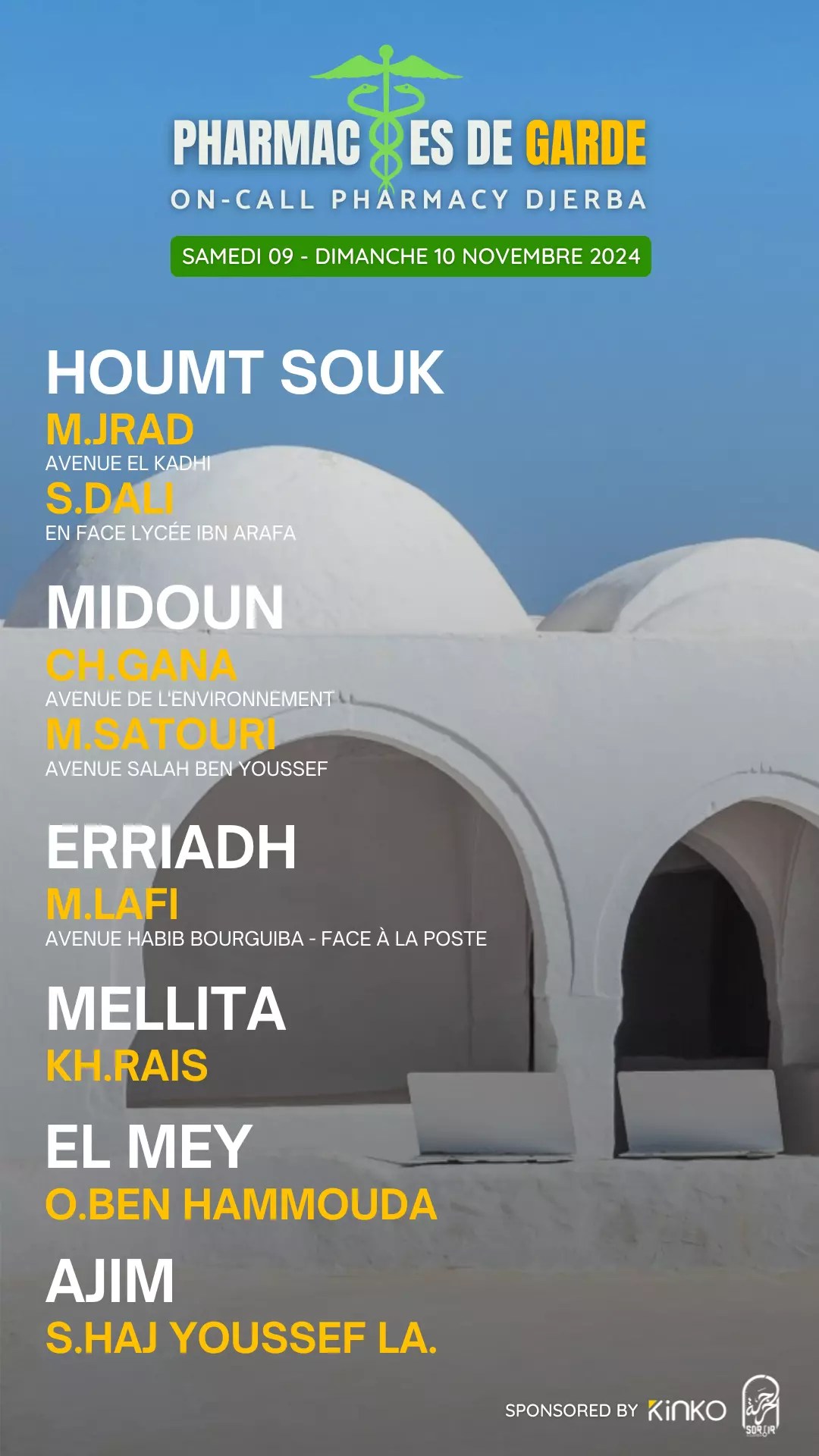 pharmacies de garde djerba
