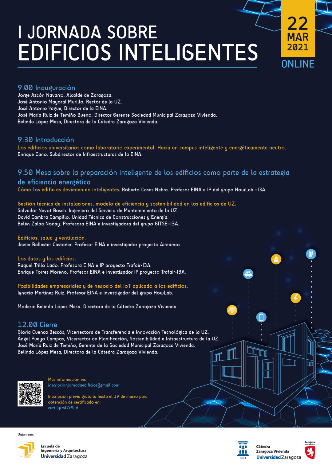 Programa I Jornada edificios inteligentes Cátedra Zaragoza Vivienda