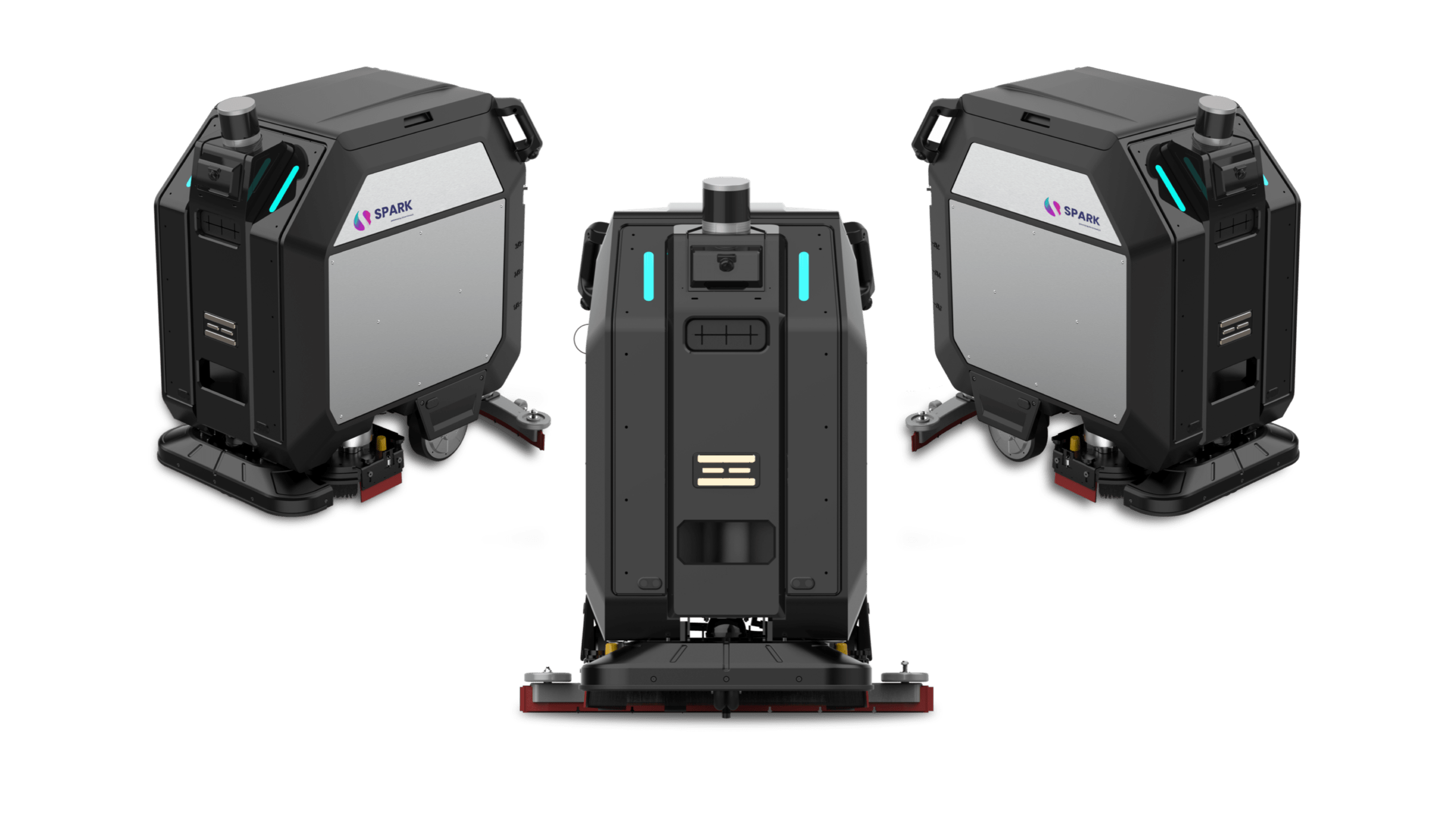 Transparent image cleaning robot, L50, in three different angles