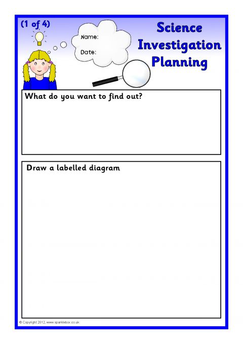 science investigation planning sheets