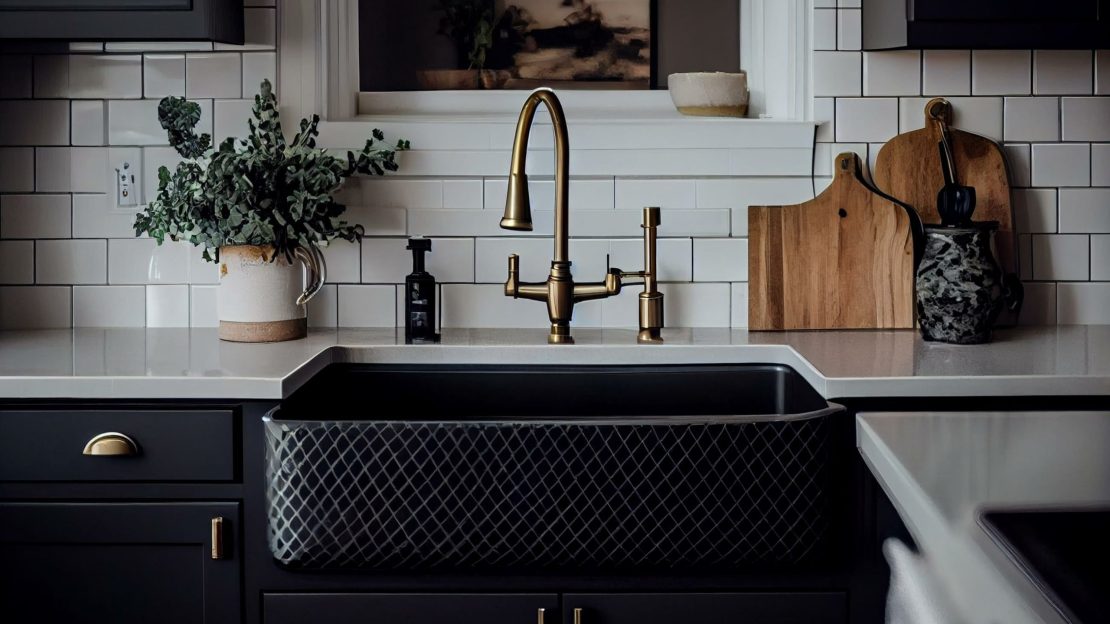 Textured Farmhouse Sink in Black