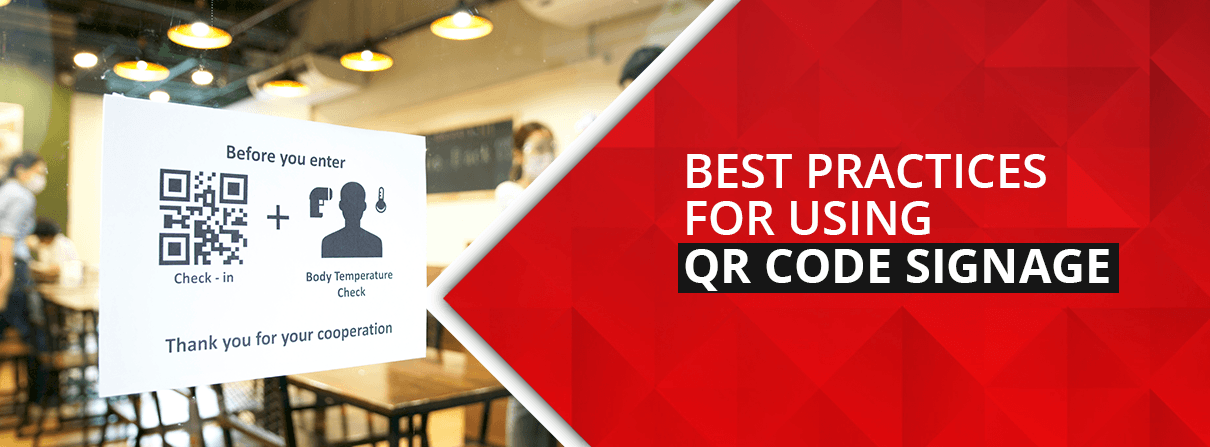 Individual displaying a QR code sign for innovative marketing solutions