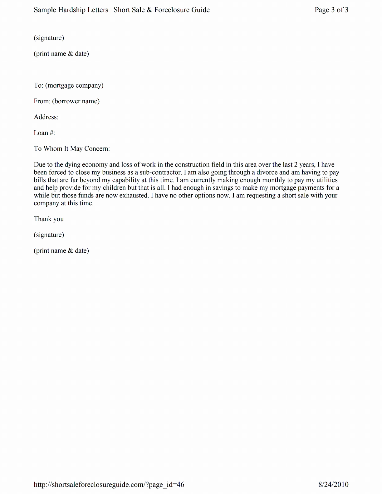 Free Sample Hardship Letter Pdf 563kb 3 Page S Page 3