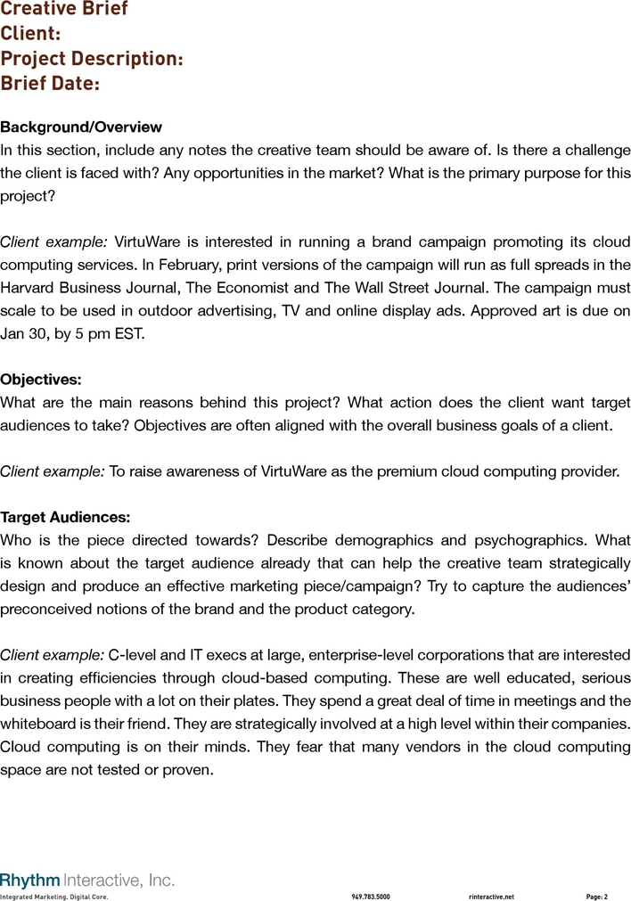 Free Creative Brief Template Pdf 175kb 5 Page S Page 2