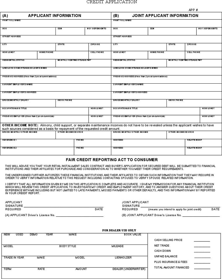 Credit Application Template Free Template Download Customize And Print