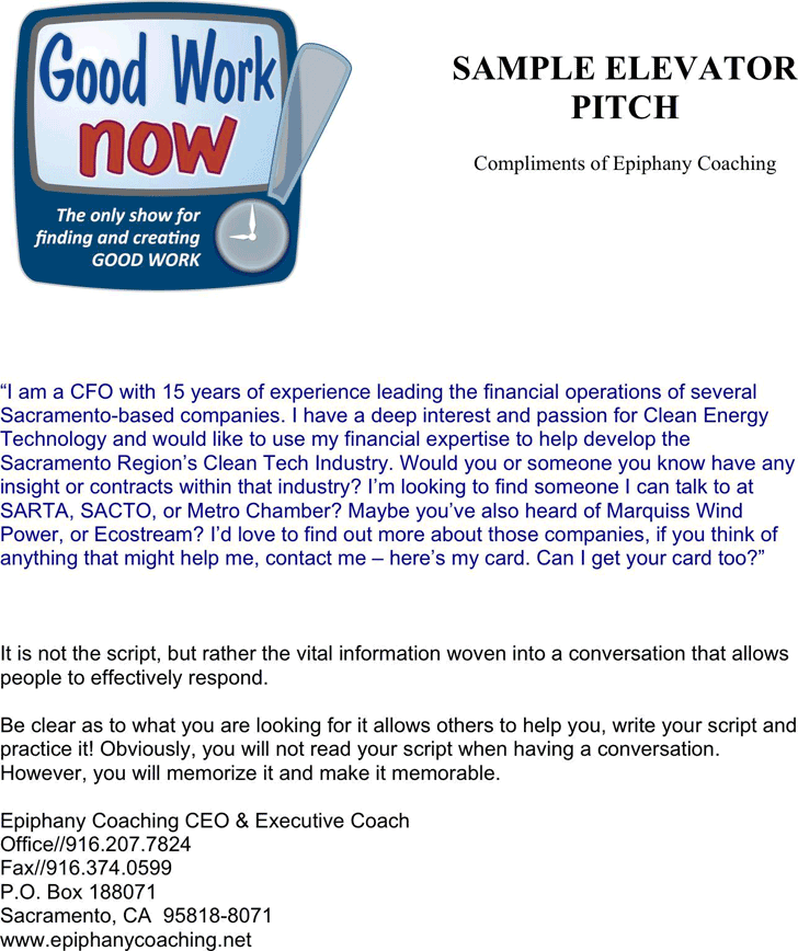 Elevator Pitch Examples Template Free Download Speedy Template