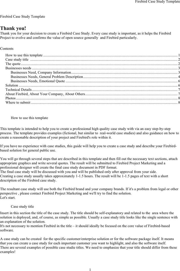 Free Firebird Case Study Template Doc 51kb 6 Page S