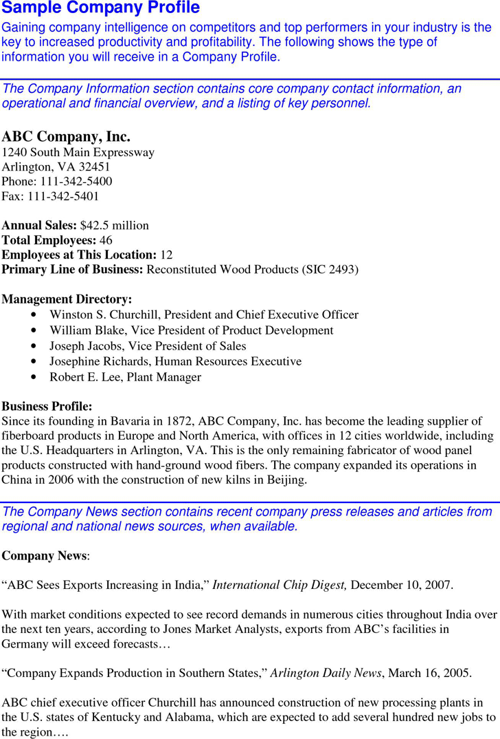 Free Sample Company Profile Pdf 38kb 2 Page S