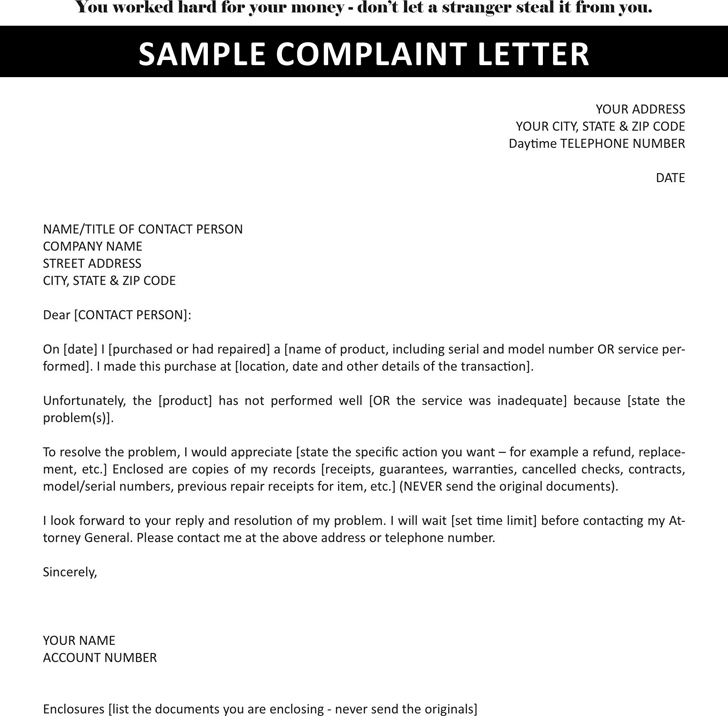 Free Sample Complaint Letter Pdf 102kb 1 Page S