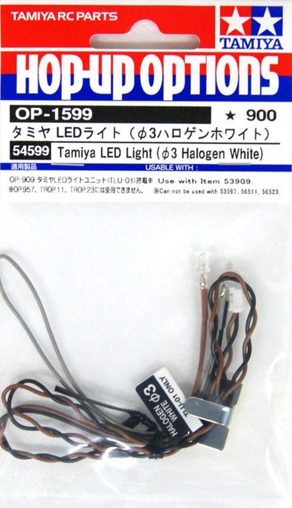 Tamiya RC Halogen White LED Light 3 mm for TLU-01 2 pcs – 54599