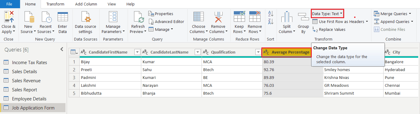 Power BI Change Data Type of a Column - SPGuides