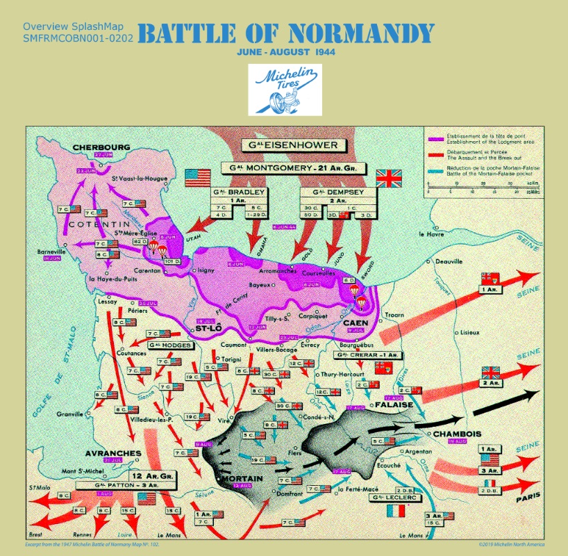 Battle Of Normandy Map Overview Michelin SplashMap Battle Normady Overview Whole 