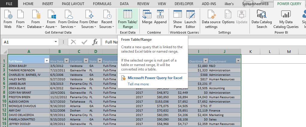 hot to combine data from multiple sheets using power query