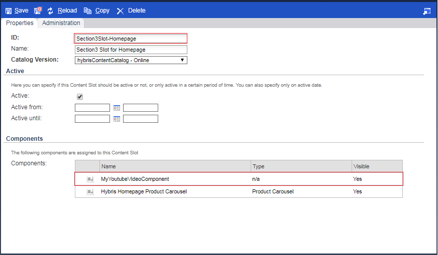 attach cms component to content slot via hmc n sap hybris