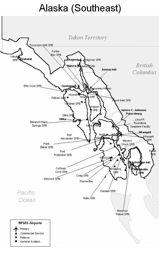 Alaska Airport Map Alaska Airports Alaska Southeast 
