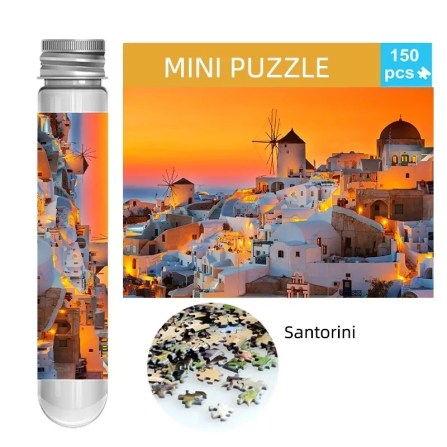 Mini Puzzle Ve Zkumavce Santorini Při Západu Slunce (2)