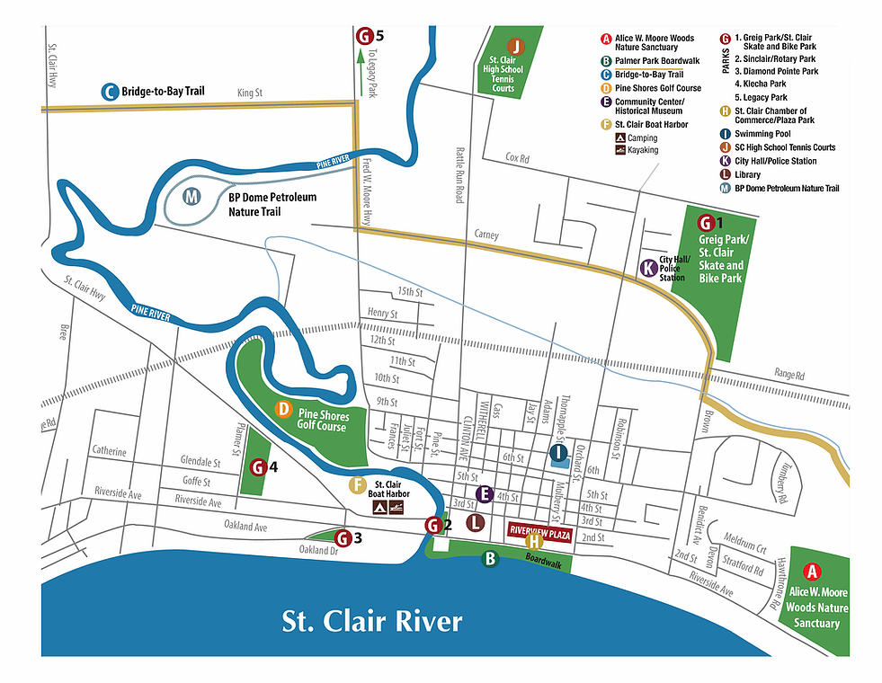 City Map St Clair Recreation Trailhead Map 